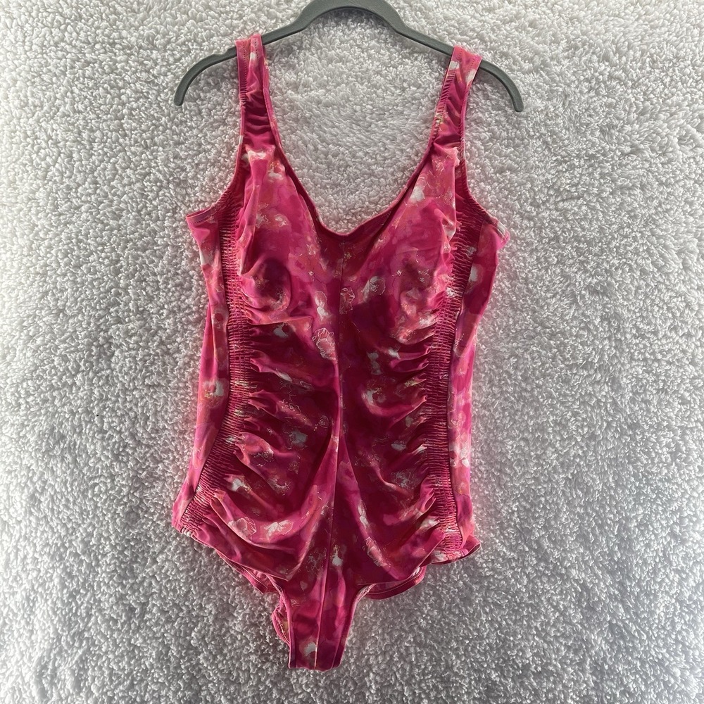 Maxine of Hollywood Women's‎ 20W One Piece Swimsuit Floral Ruched Slimming VTG